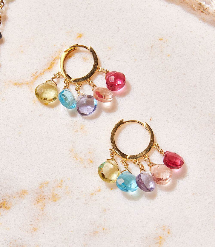 Gemstone Huggie Earrings