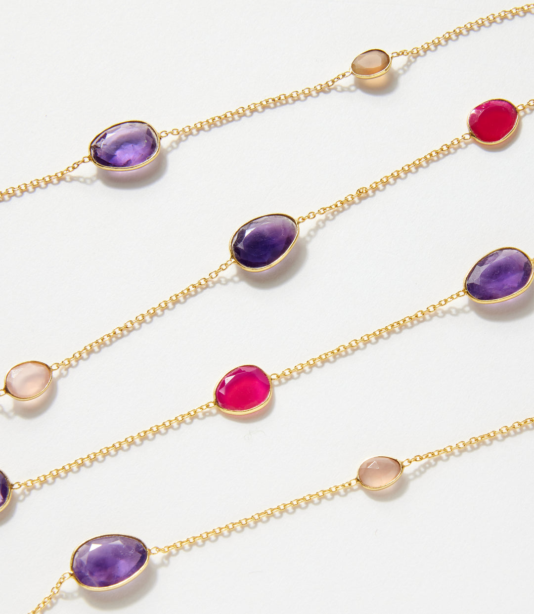 Long Gemstone Station Necklace