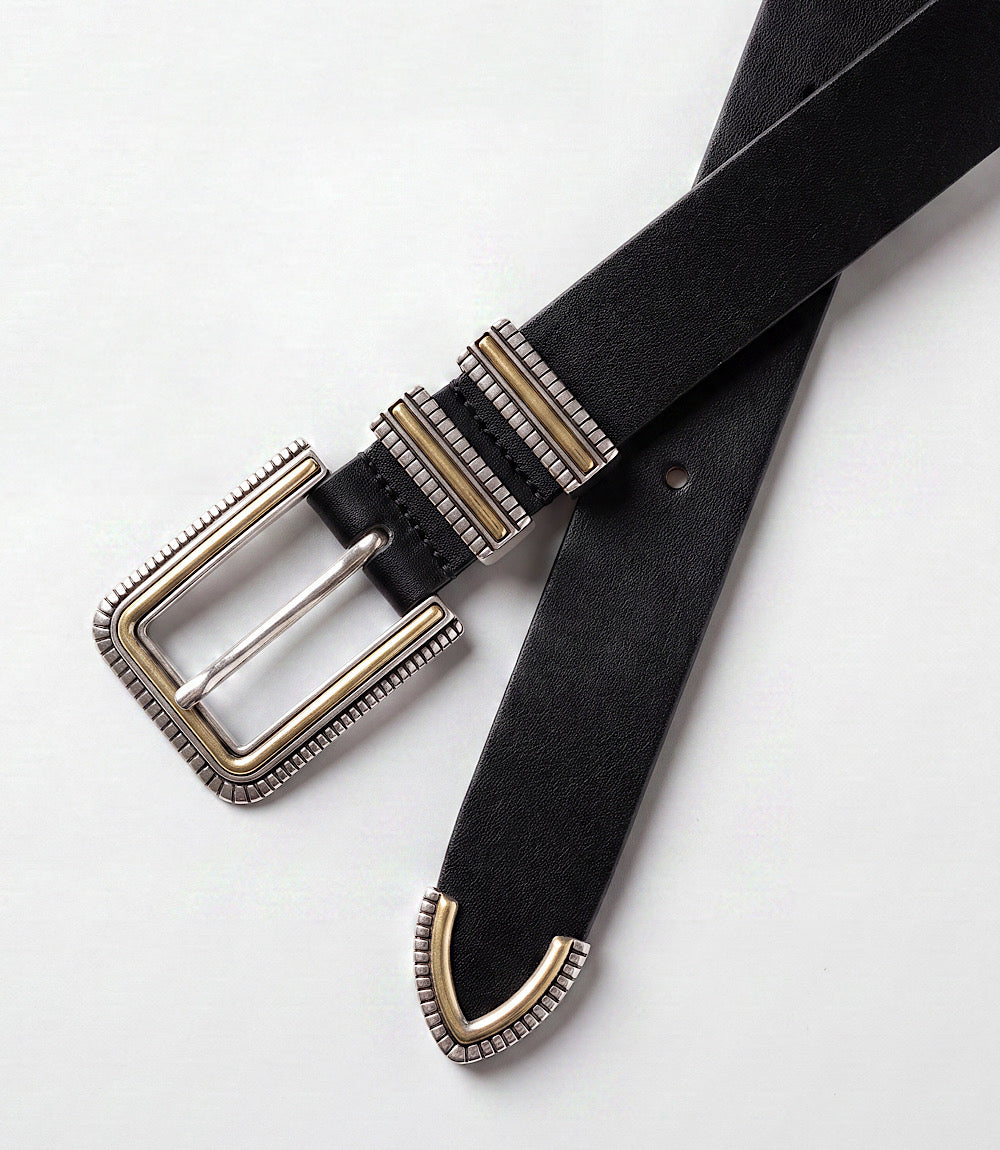 Streets Ahead Two Tone Metallic Buckle Leather Belt