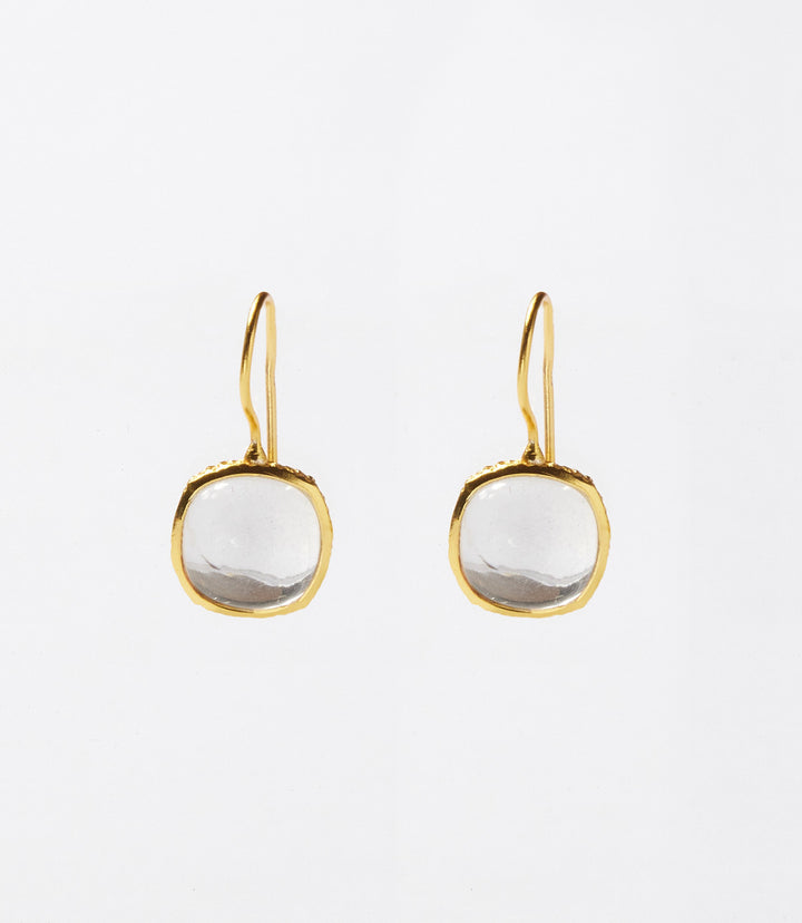 Gemstone Bezel Drop Earrings