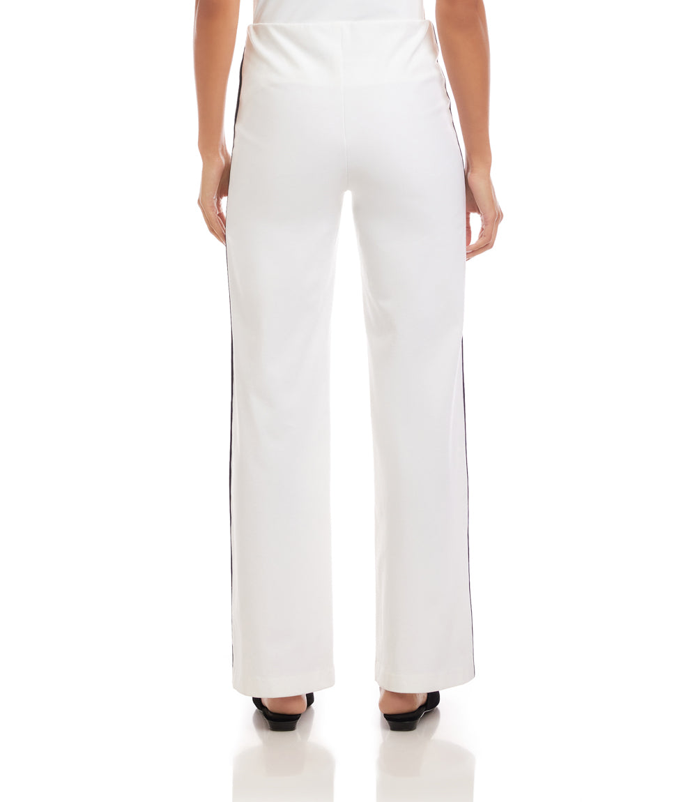 Contrast Piped Wide-Leg Pants