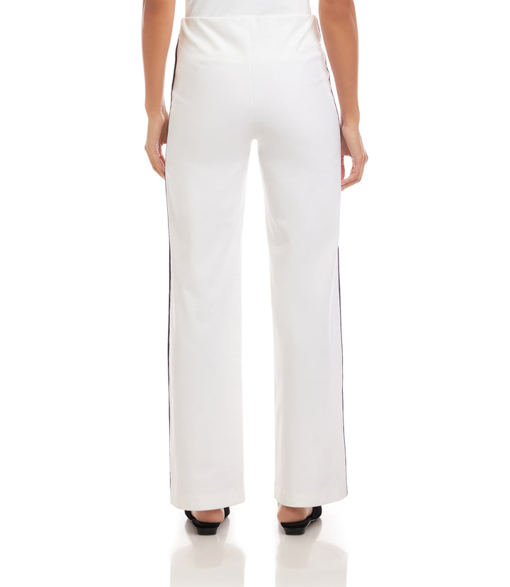Contrast Piped Wide-Leg Pants