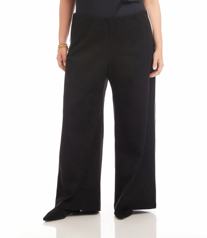 Plus Size Contrast Piped Wide-Leg Pants