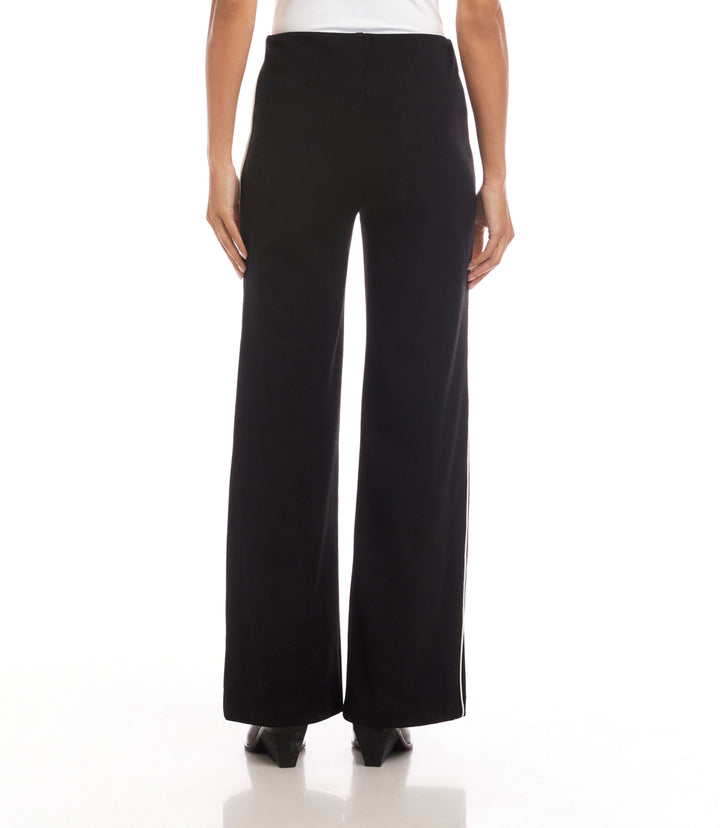 Contrast Piped Wide-Leg Pants