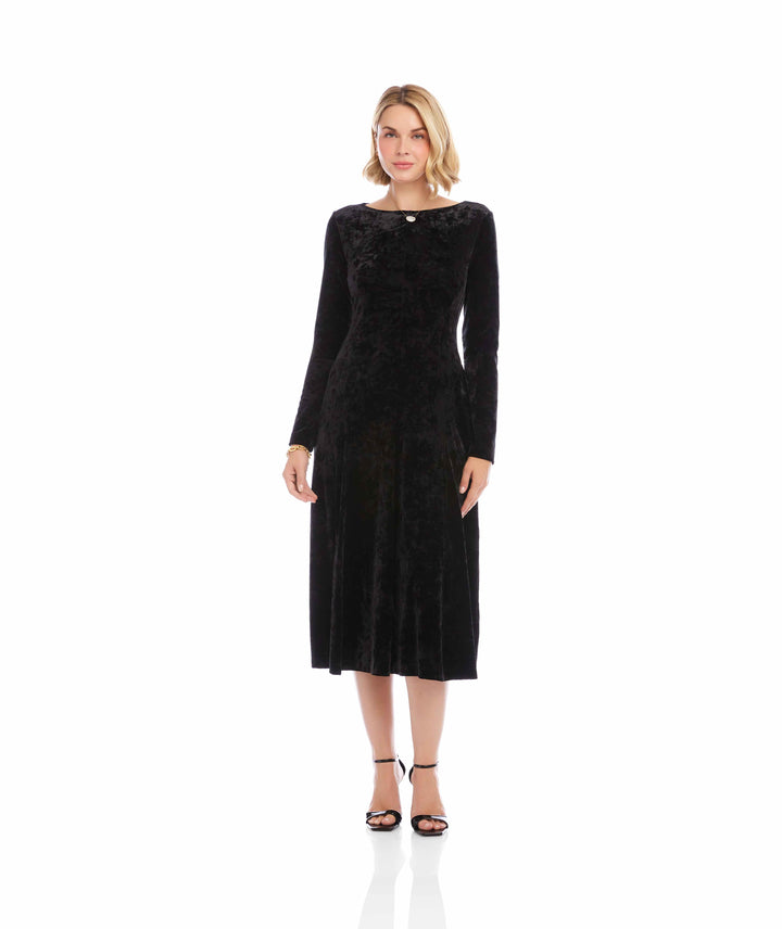 Kate Long Sleeve Velvet Midi Dress