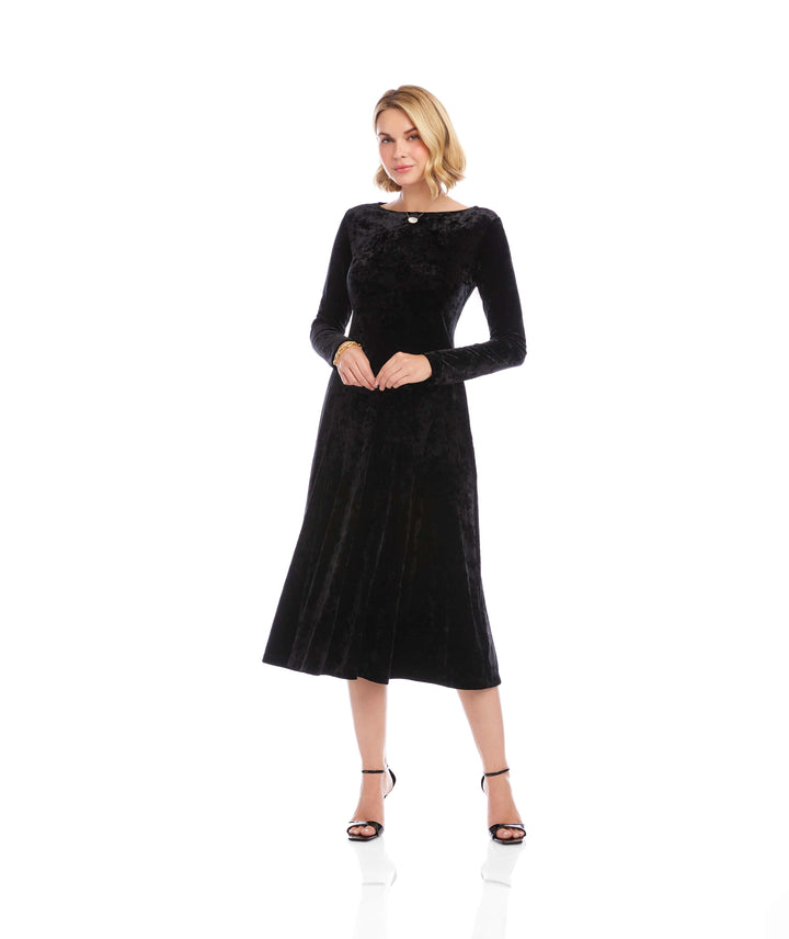 Kate Long Sleeve Velvet Midi Dress