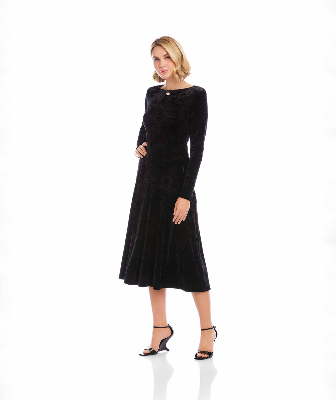 Kate Long Sleeve Velvet Midi Dress