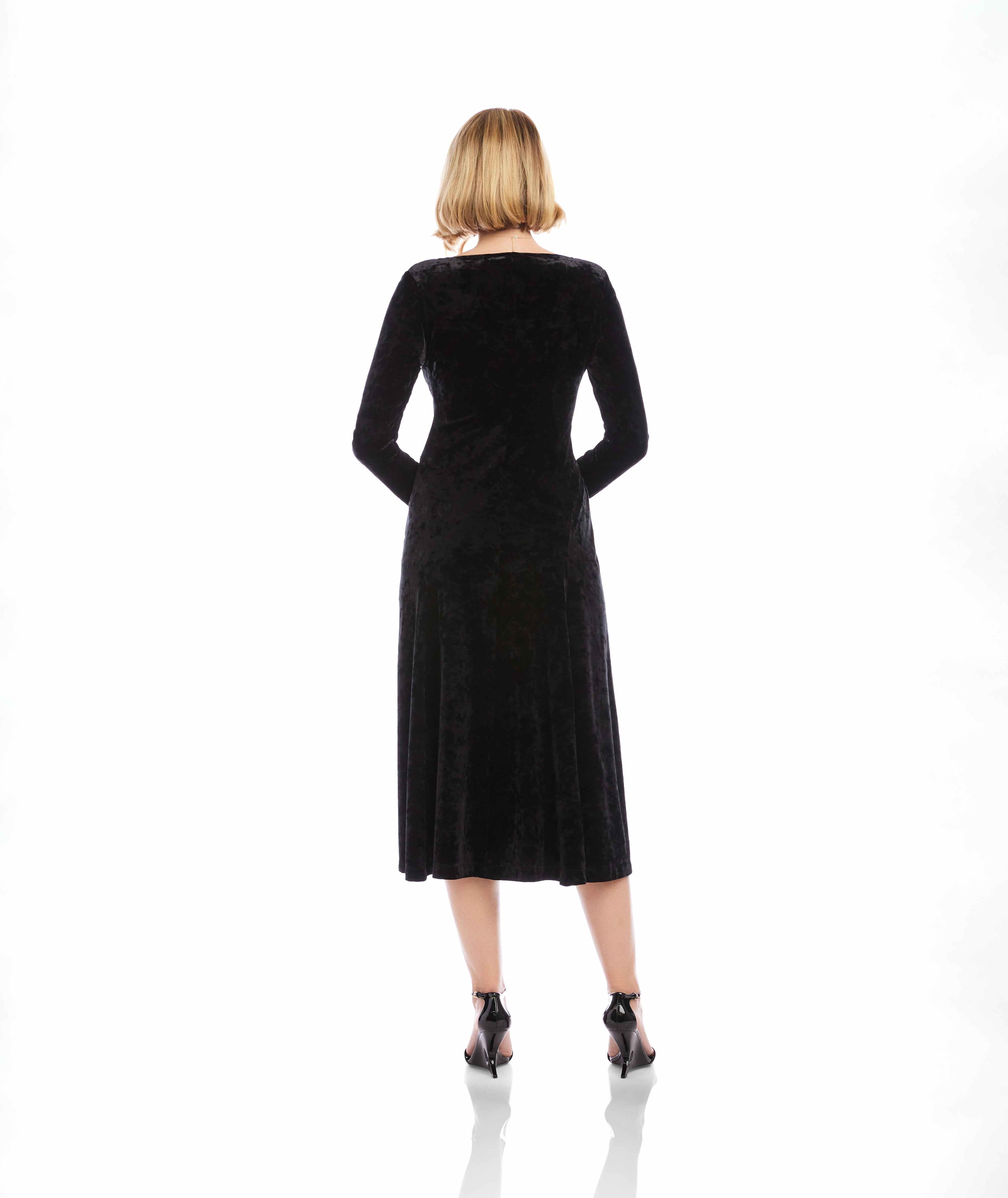 Karen Kane Women's Kate Long Sleeve Crushed Velvet Midi Dress - Black - Casual Dresses Kate Long Sleeve Velvet Midi Dress - Elegant \u0026 Comfortable Evening Wear –  Karen Kane