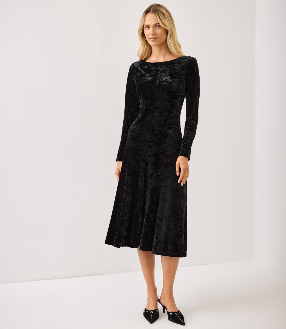 Kate Long Sleeve Velvet Midi Dress