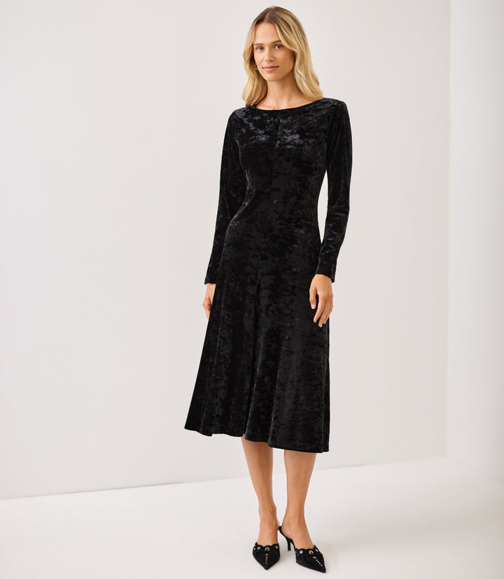 Kate Long Sleeve Velvet Midi Dress