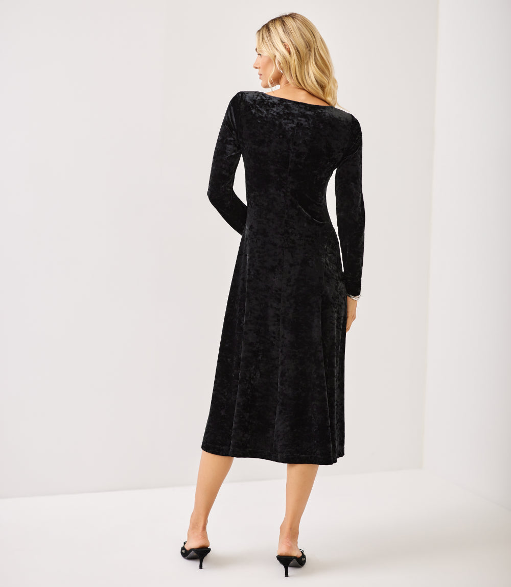 Kate Long Sleeve Velvet Midi Dress