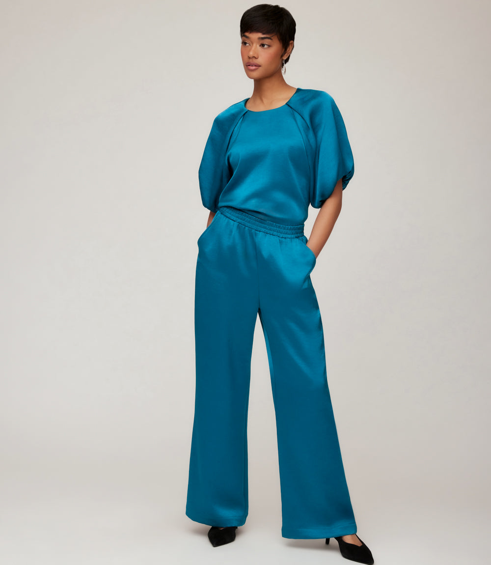 Satin Wide-Leg Pants