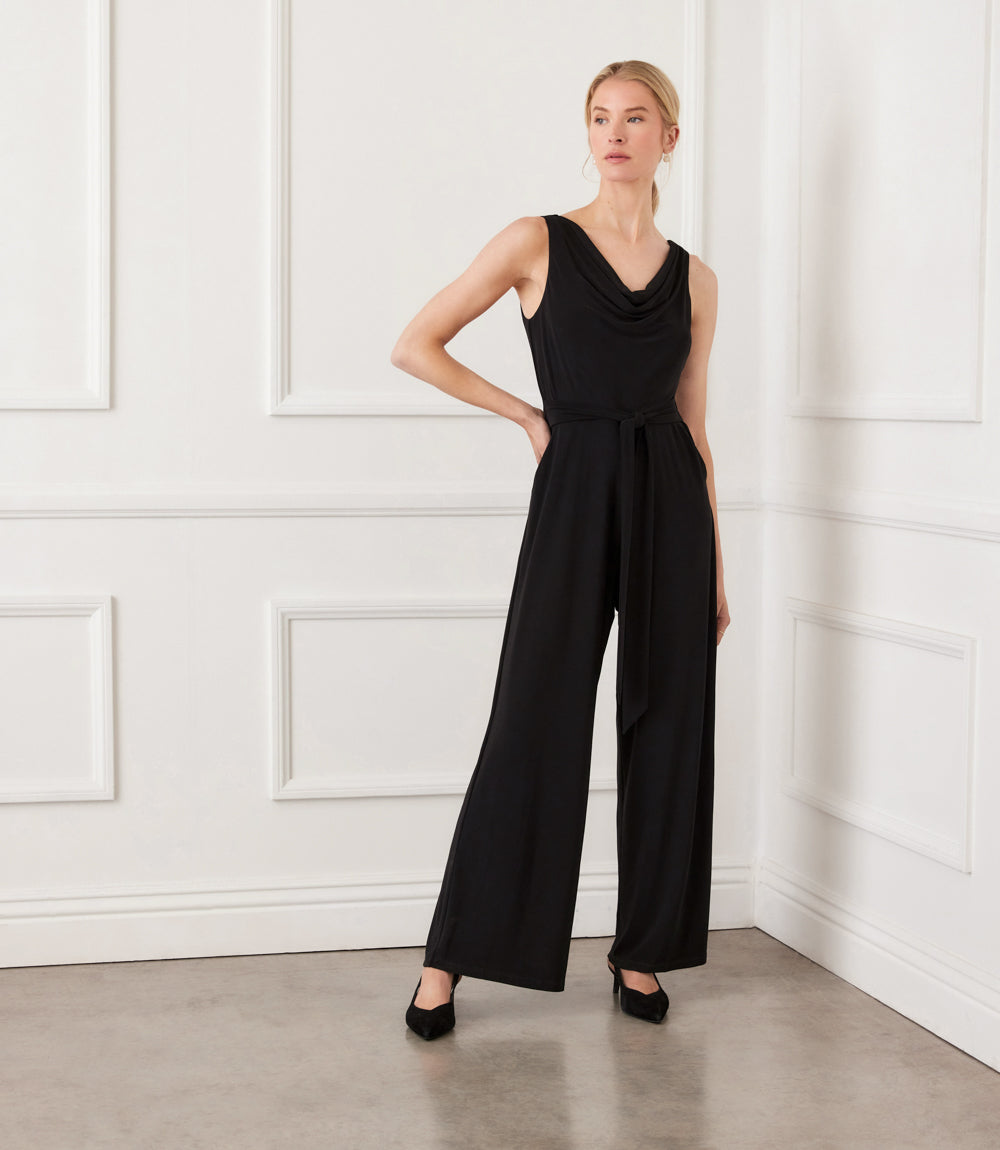 Camila Travel Jersey Sleeveless Cowl Neck Jumpsuit