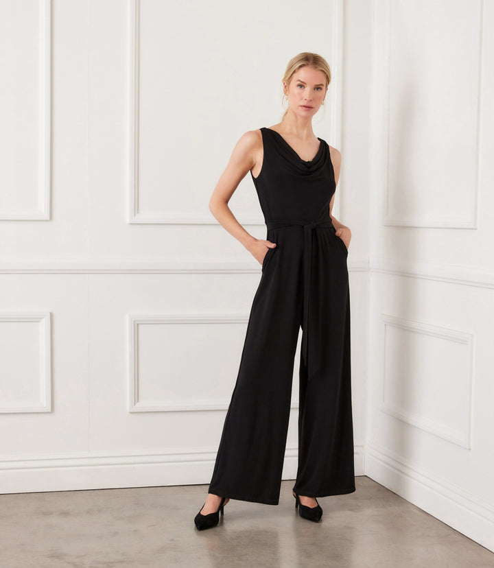 Camila Travel Jersey Sleeveless Cowl Neck Jumpsuit