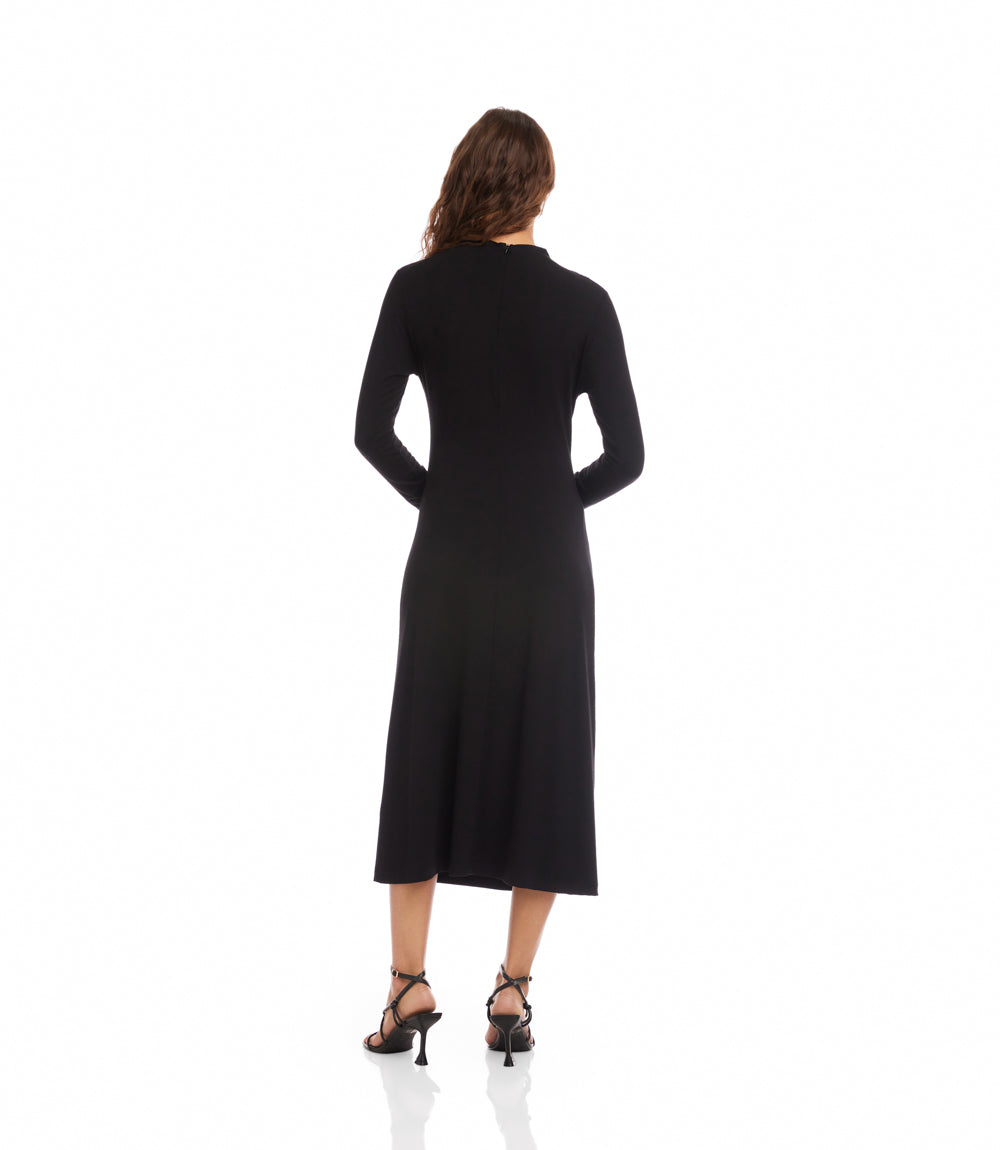 Elise Long Sleeve Side-Shirred Dress
