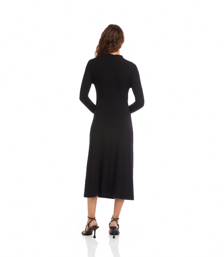 Elise Long Sleeve Side-Shirred Dress