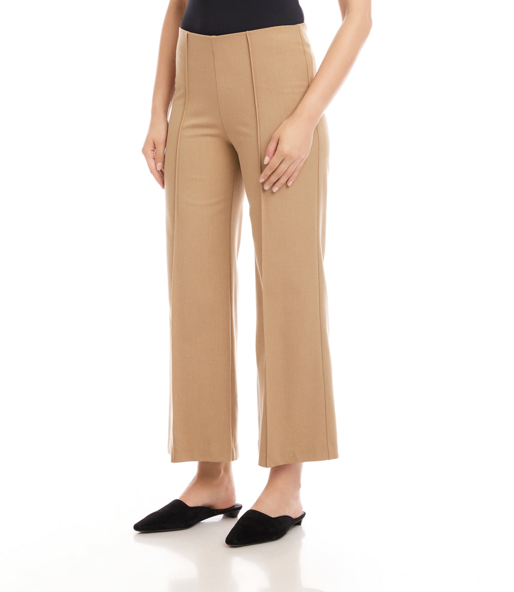Cropped Pintuck Wide-Leg Pants
