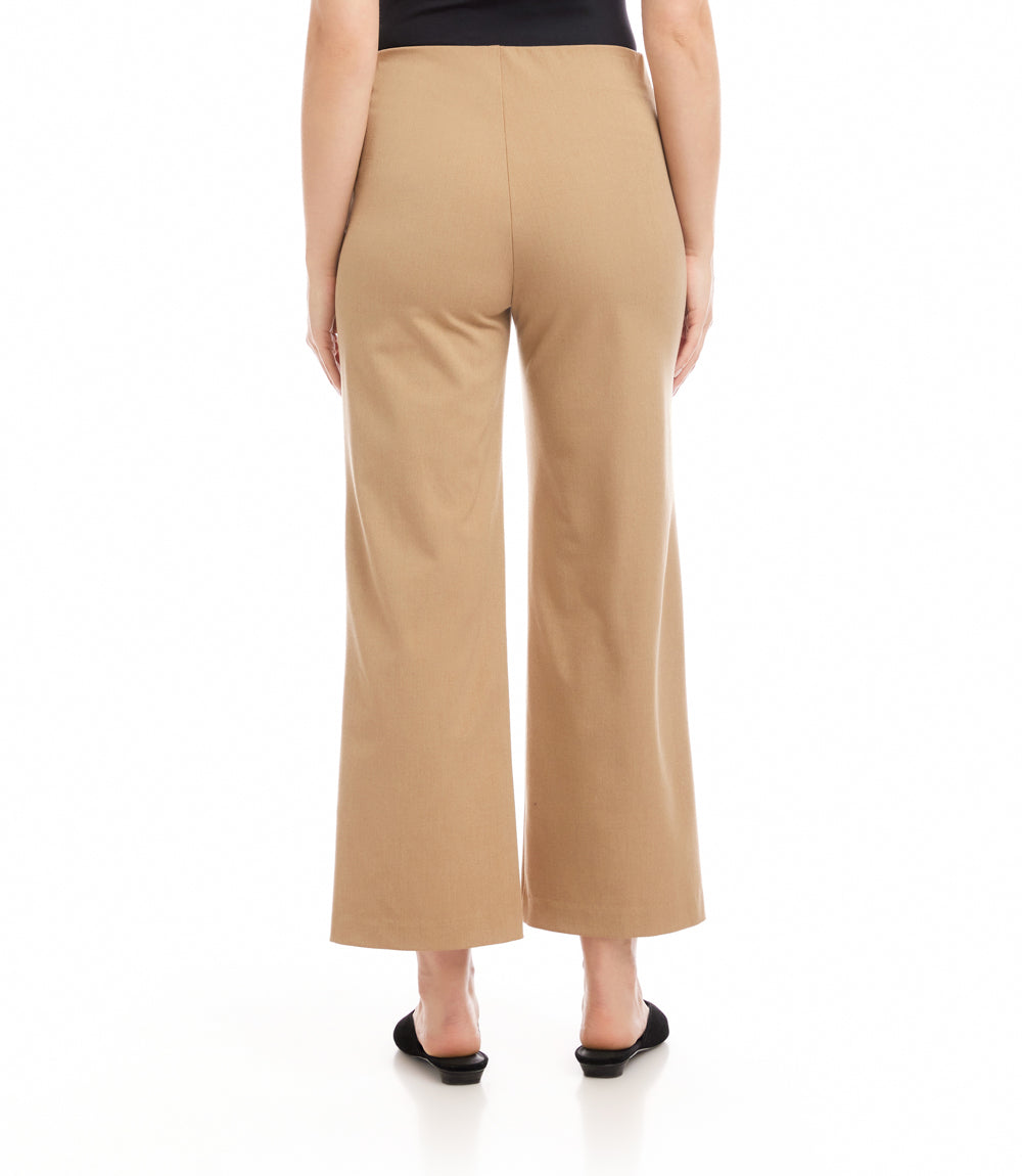 Cropped Pintuck Wide-Leg Pants