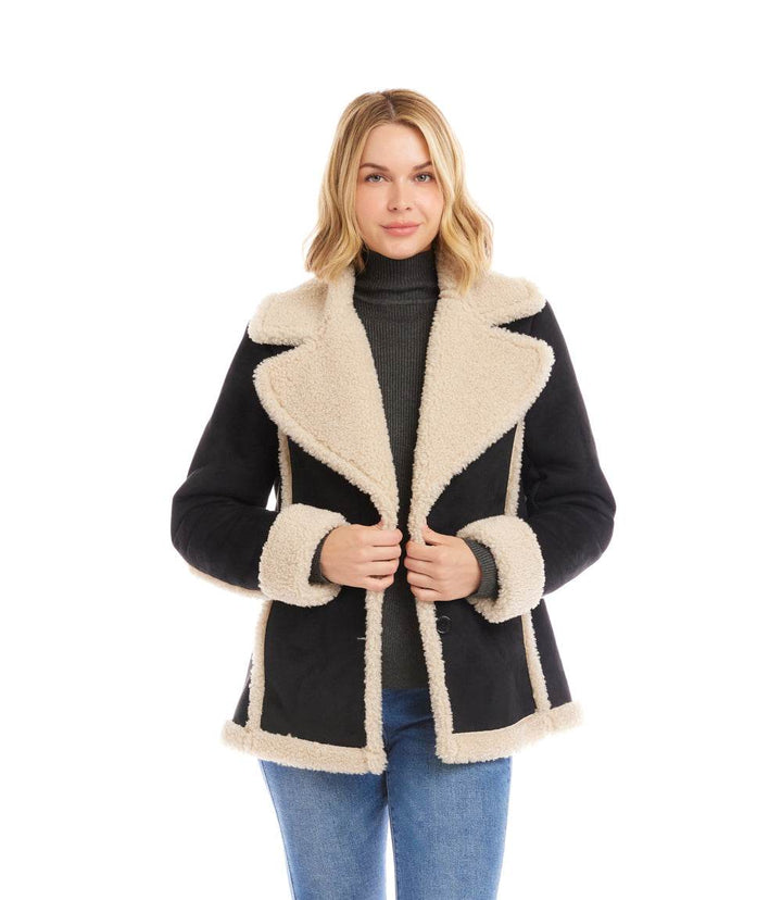Faux Suede Shearling Jacket