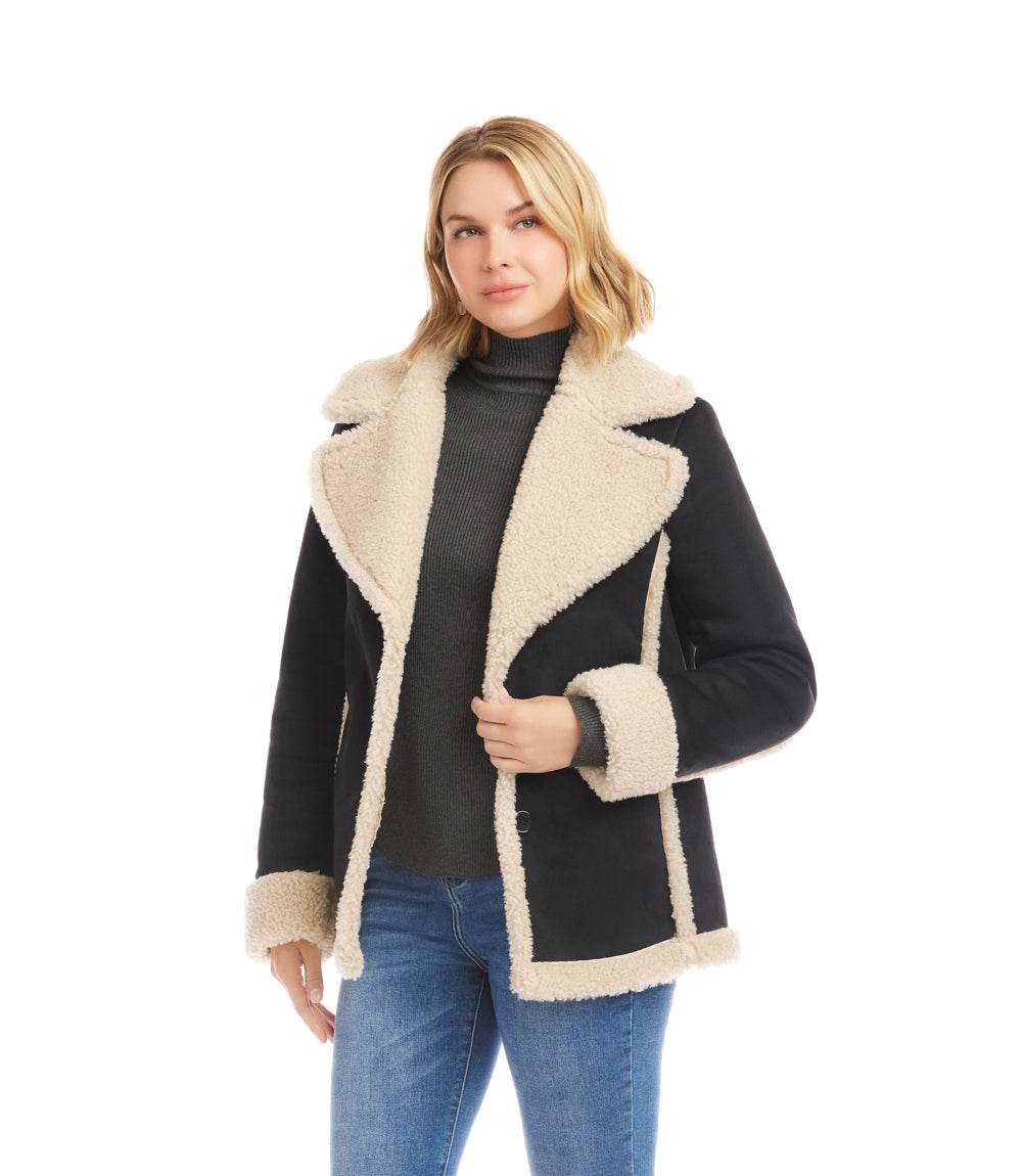 Faux Suede Shearling Jacket