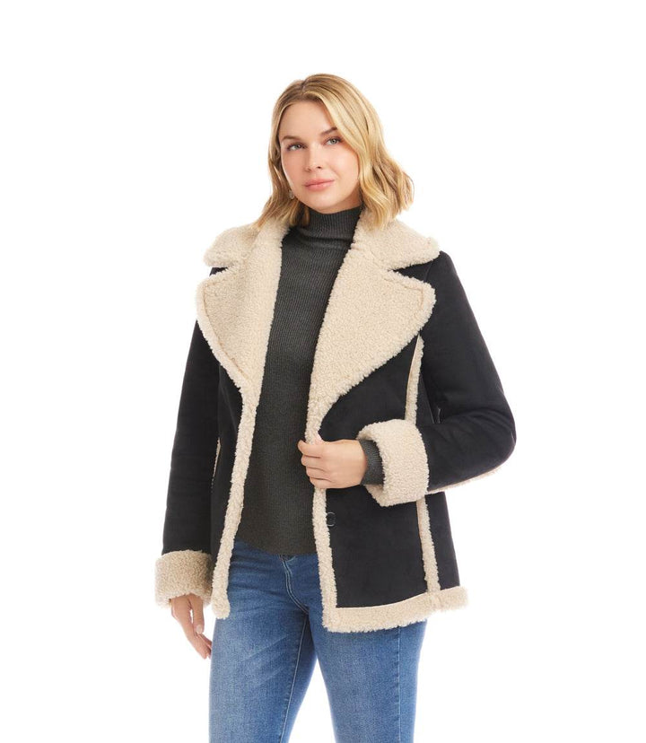 Faux Suede Shearling Jacket