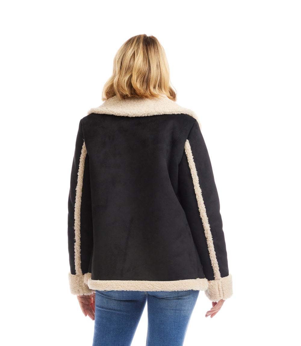 Faux Suede Shearling Jacket