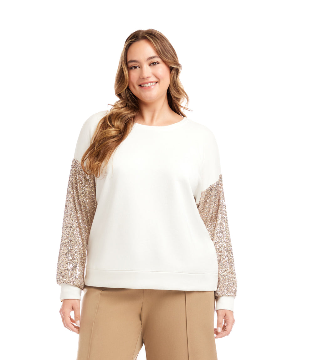 Plus Size Sequin Sleeve Top