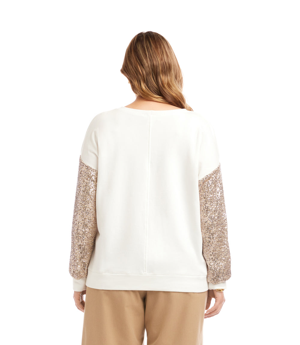 Plus Size Sequin Sleeve Top