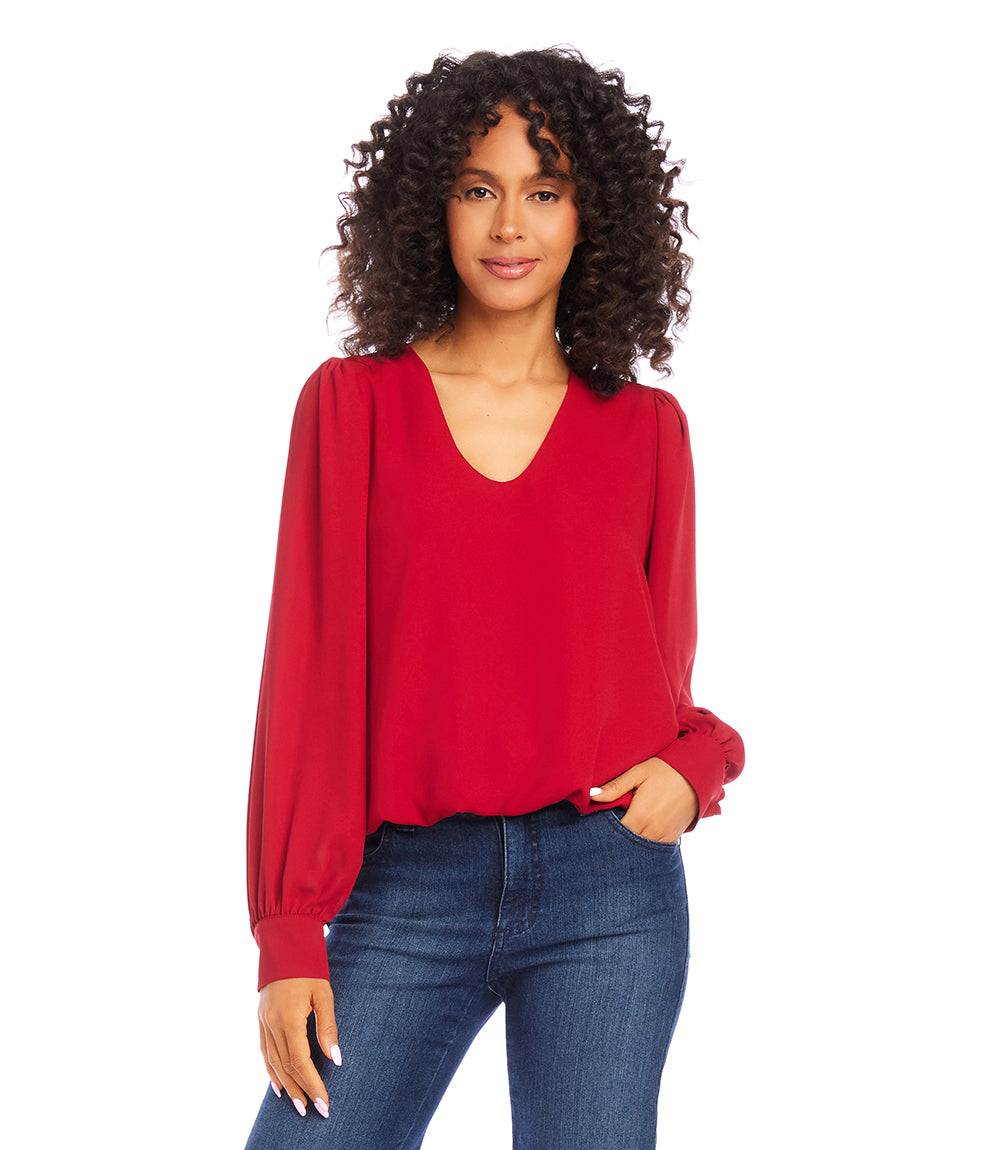 Puff Sleeve V-Neck Top