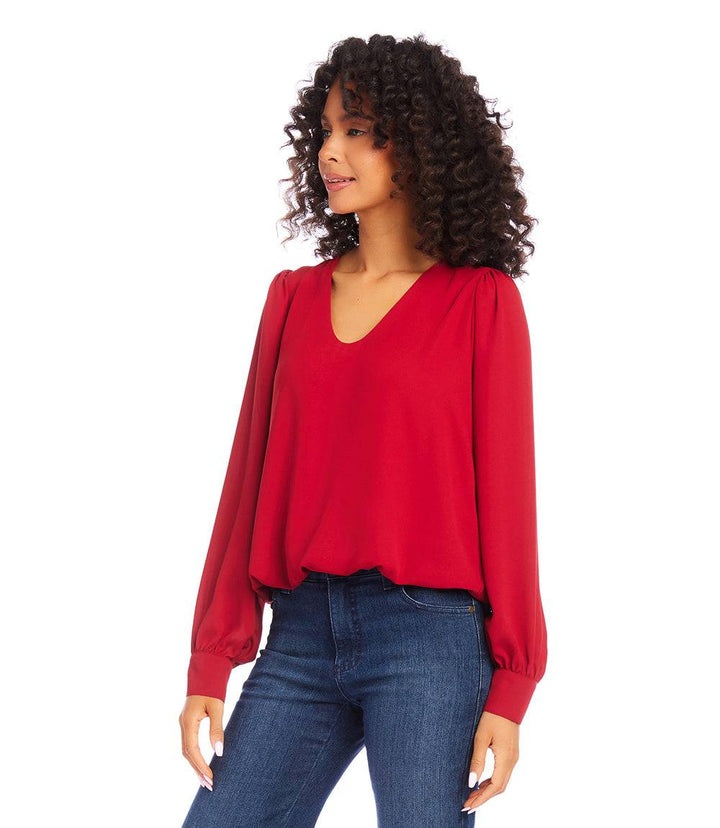 Puff Sleeve V-Neck Top