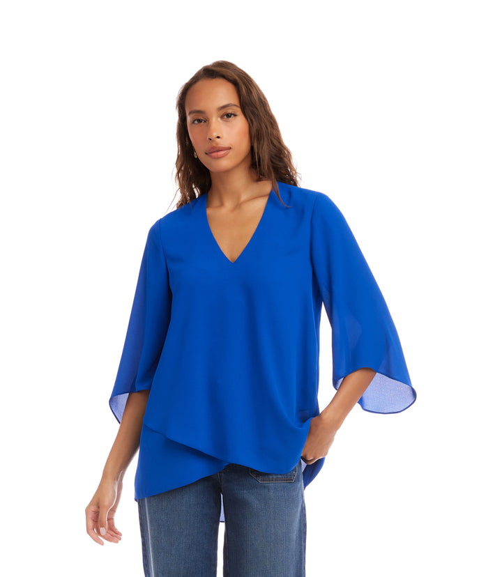 Petite Size Bracelet Sleeve Asymmetric Top