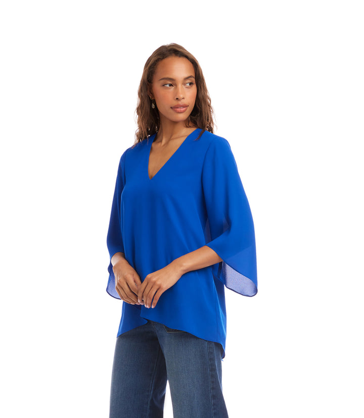 Petite Size Bracelet Sleeve Asymmetric Top