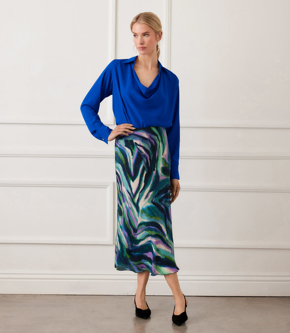 Long Sleeve Collared Cowl Neck Top