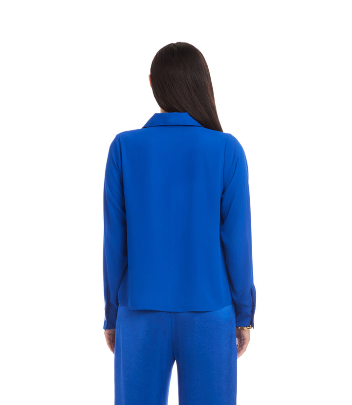 Long Sleeve Collared Cowl Neck Top