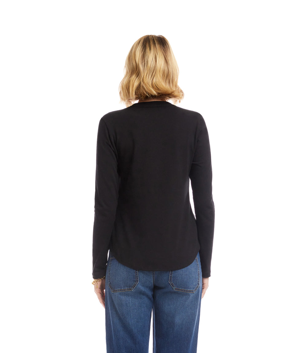 Long Sleeve Embellished Bow Top