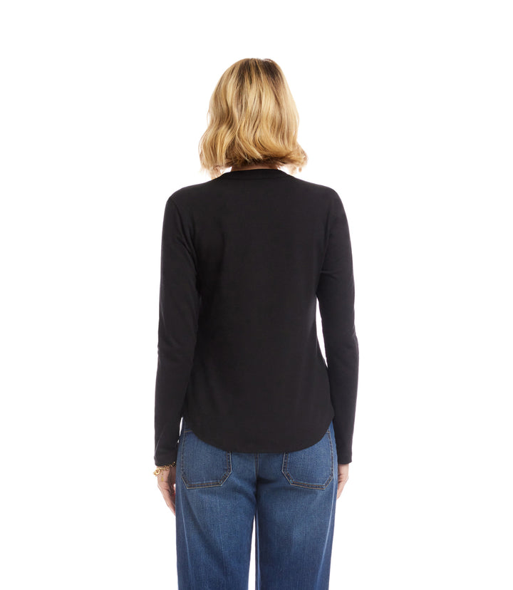 Long Sleeve Embellished Bow Top