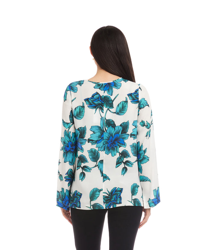 Petite Size Keyhole Side-Slit Sleeve Tunic Top