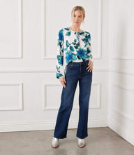 Petite Size Keyhole Side-Slit Sleeve Tunic Top