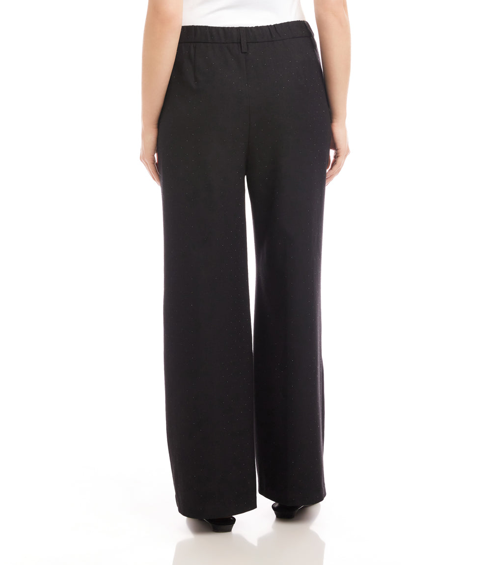 Petite Size Rhinestone Embellished Wide-Leg Trousers