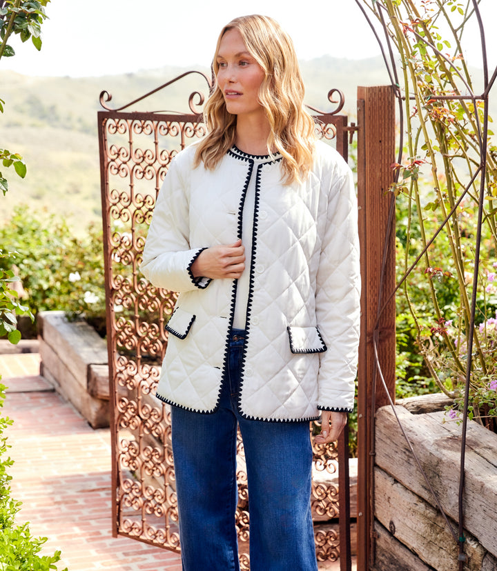 Petite Size Edge Stitch Quilted Jacket