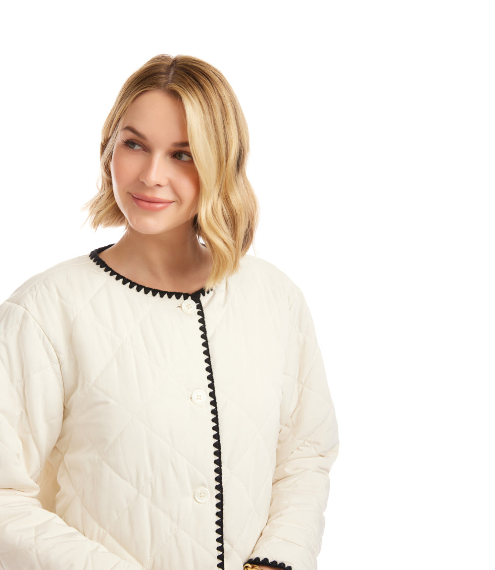 Petite Size Edge Stitch Quilted Jacket