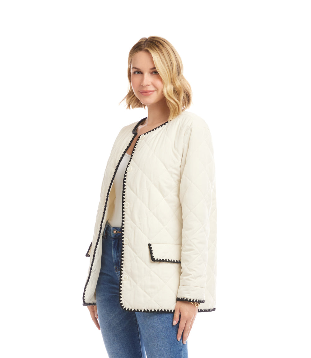 Petite Size Edge Stitch Quilted Jacket