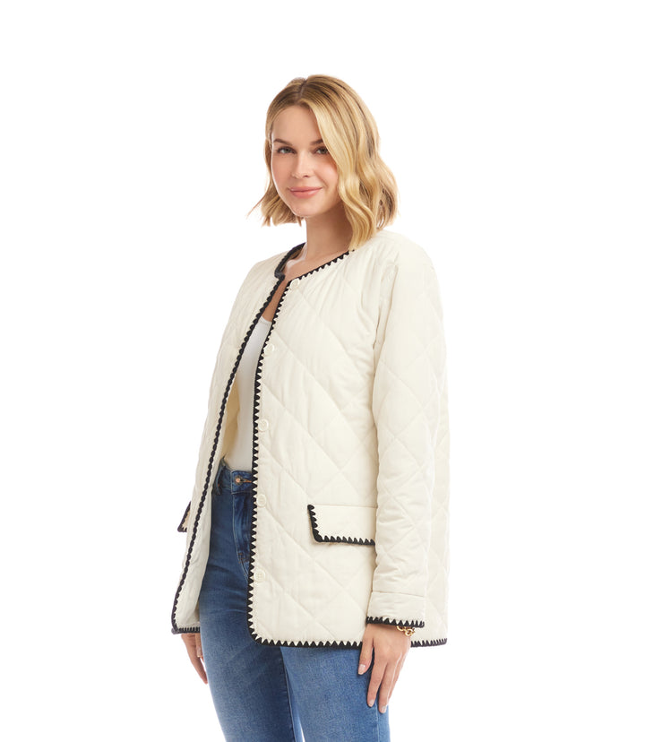 Petite Size Edge Stitch Quilted Jacket