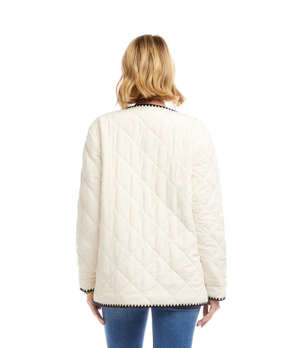 Petite Size Edge Stitch Quilted Jacket
