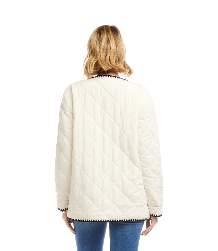 Petite Size Edge Stitch Quilted Jacket