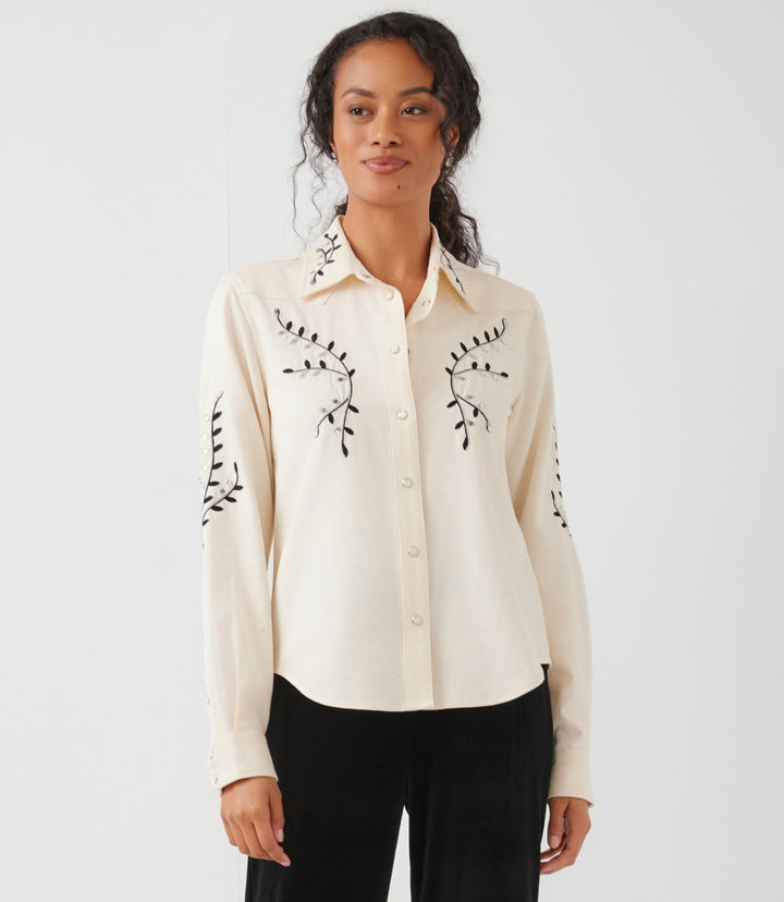 Long Sleeve Embroidered Western Button-Up Shirt