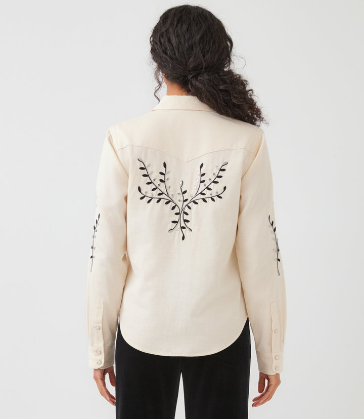 Long Sleeve Embroidered Western Button-Up Shirt