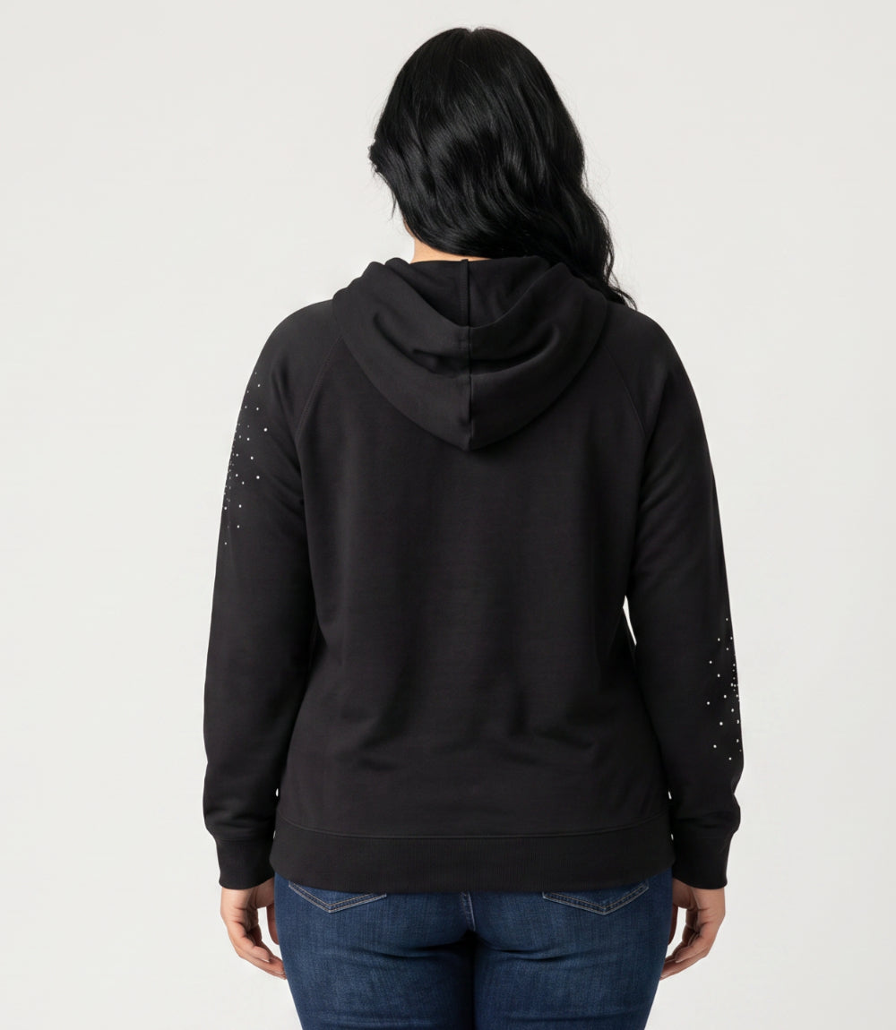 Plus Size Embellished Hoodie Pullover Sweatshirt