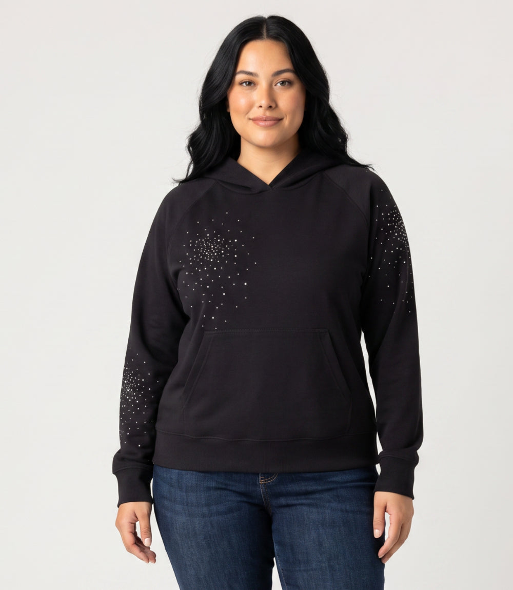 Plus Size Embellished Hoodie Pullover Sweatshirt