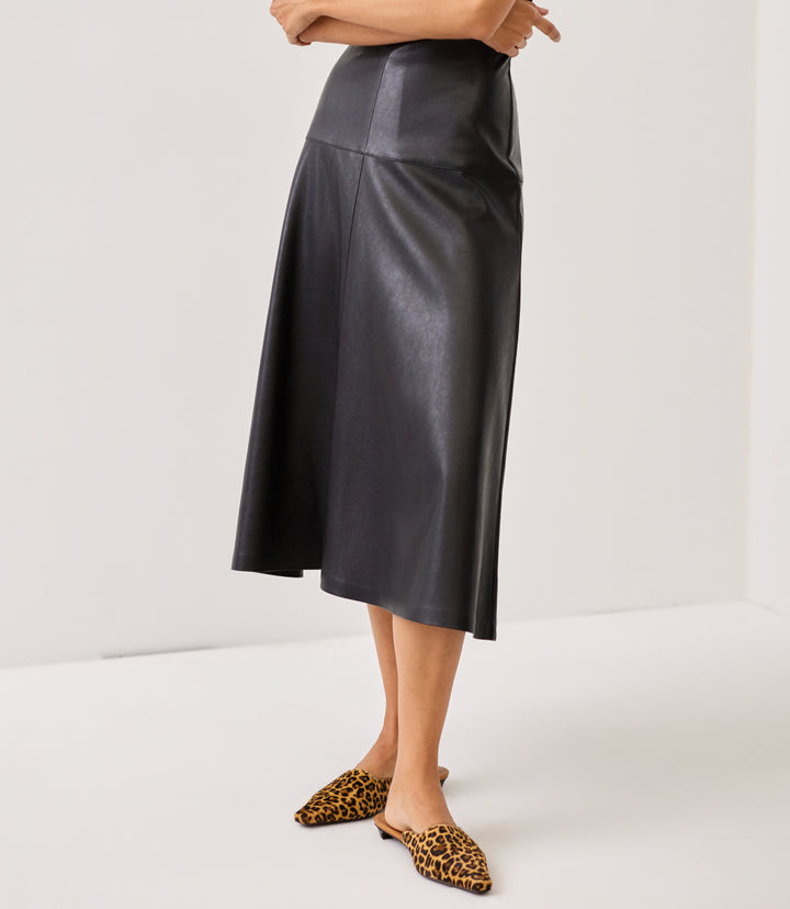 Faux Leather Midi Skirt